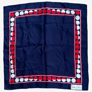 Pierre Cardin Red Whit Blue  Silk dots square Vintage Scarf 26" x 26" USA 250th